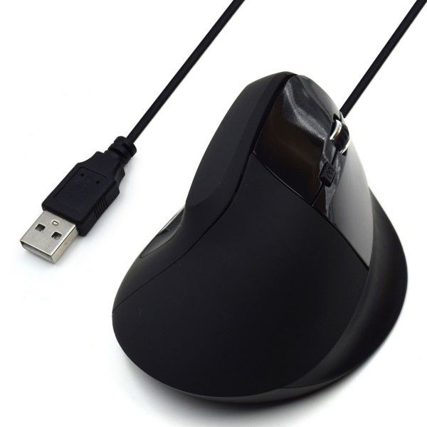Nilox - Ratón Óptico EW3157 Ergonómico Vertical para Oficina con Sensor 1800 DPI, Diseño Derecho y Agarre Antideslizante en ABS con Recubrimiento de Caucho, Cable USB 1,25 m