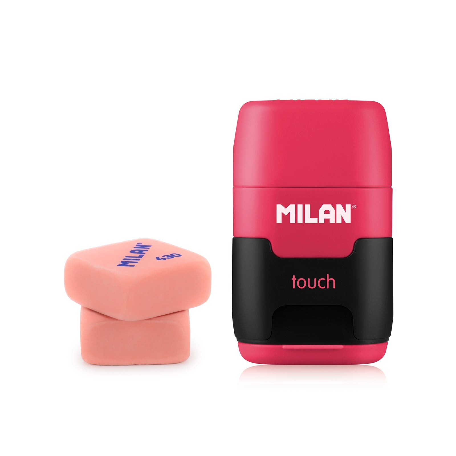 MILAN Touch - Pack Afilaborras Compact con 2 Gomas de Recambio Incluidas. Rosa
