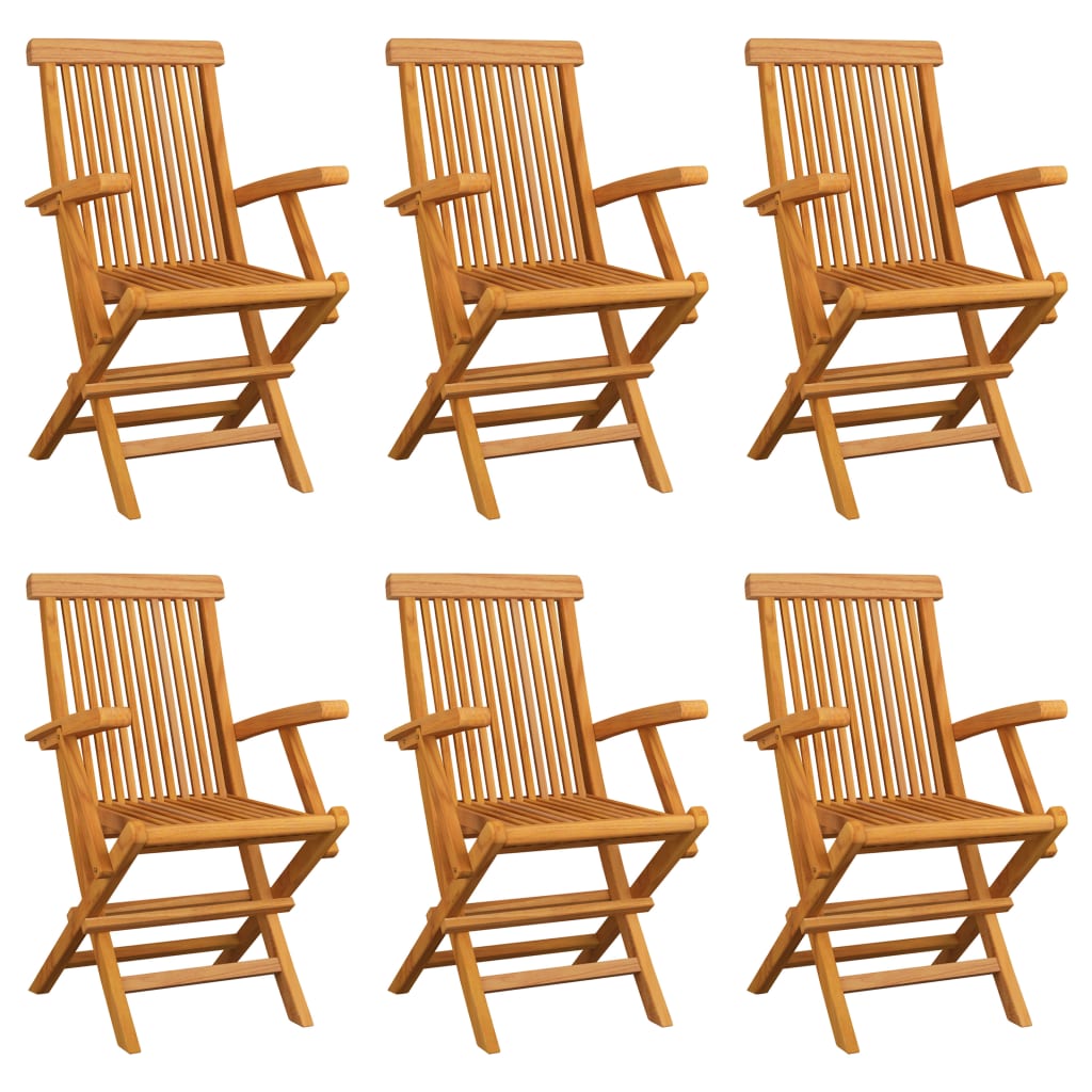 vidaXL Sillas de jardín plegables 6 unidades madera maciza de teca