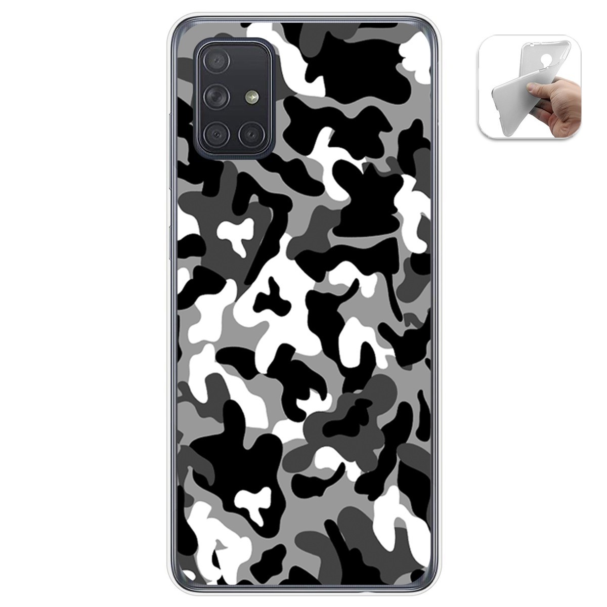 Tumundosmartphone Funda Gel Tpu para Samsung Galaxy A71 5G diseño Snow Camuflaje Dibujos