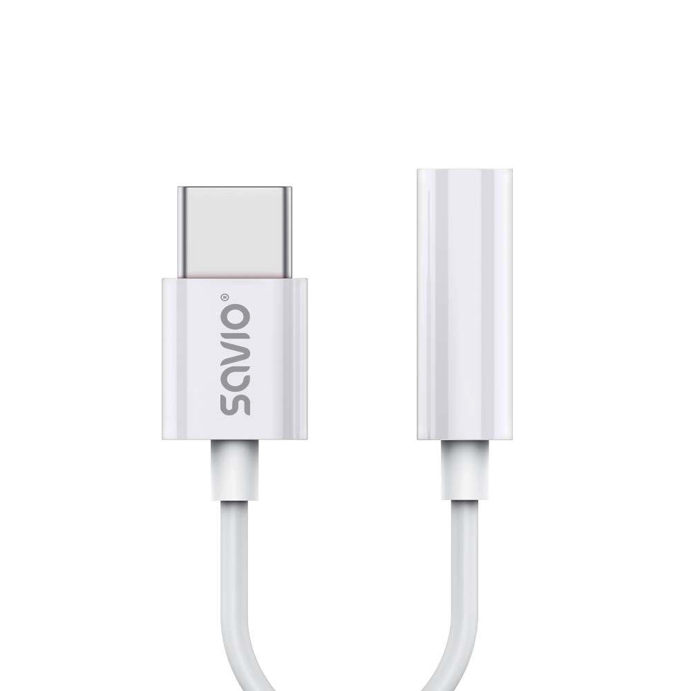 Adaptador de audio - usb tipo 3.1 c (m) - jack 3,5mm (f) - blanco savio ak-51