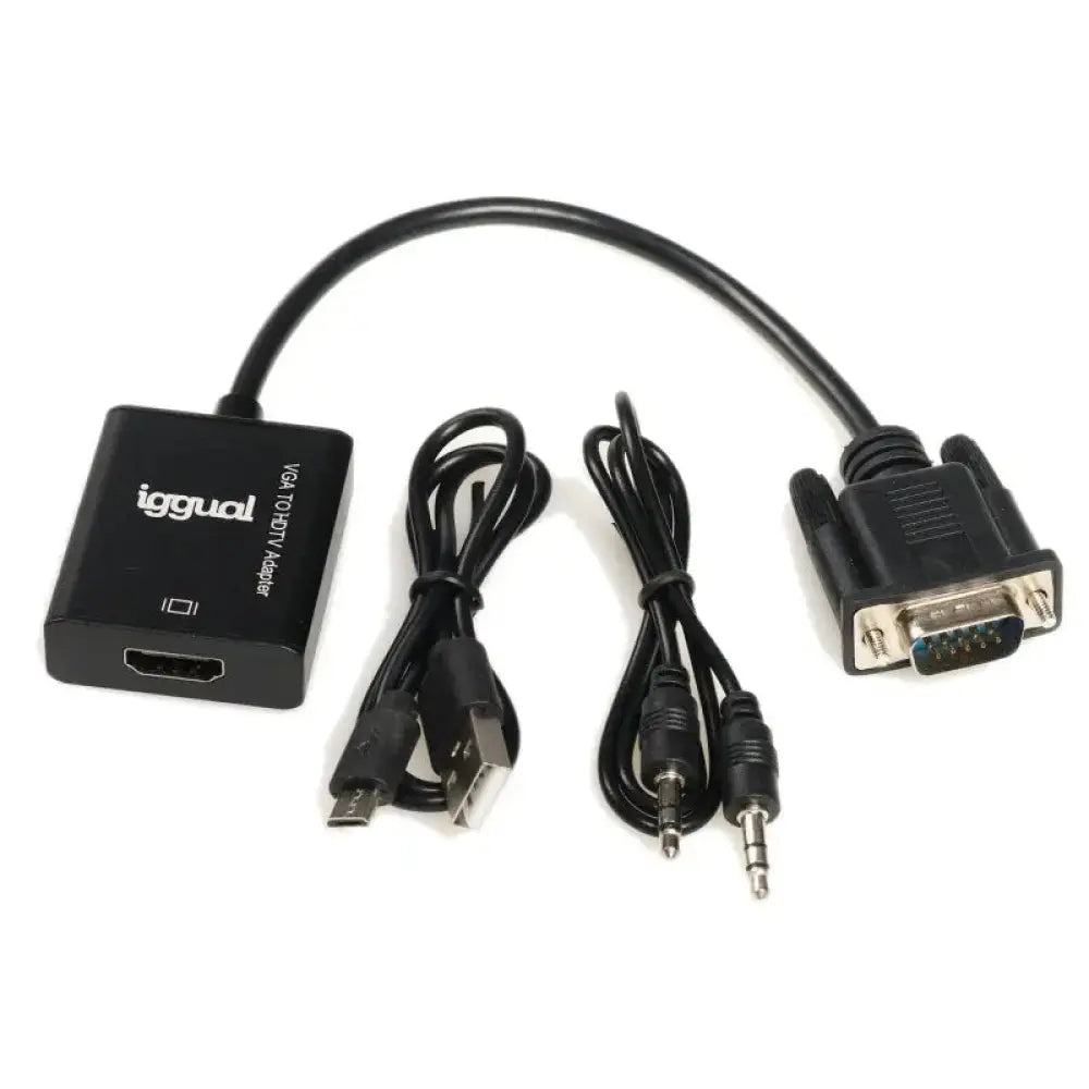 Iggual igg317297 vga to hdmi video cable adapter with audio and microusb 0.25 m
