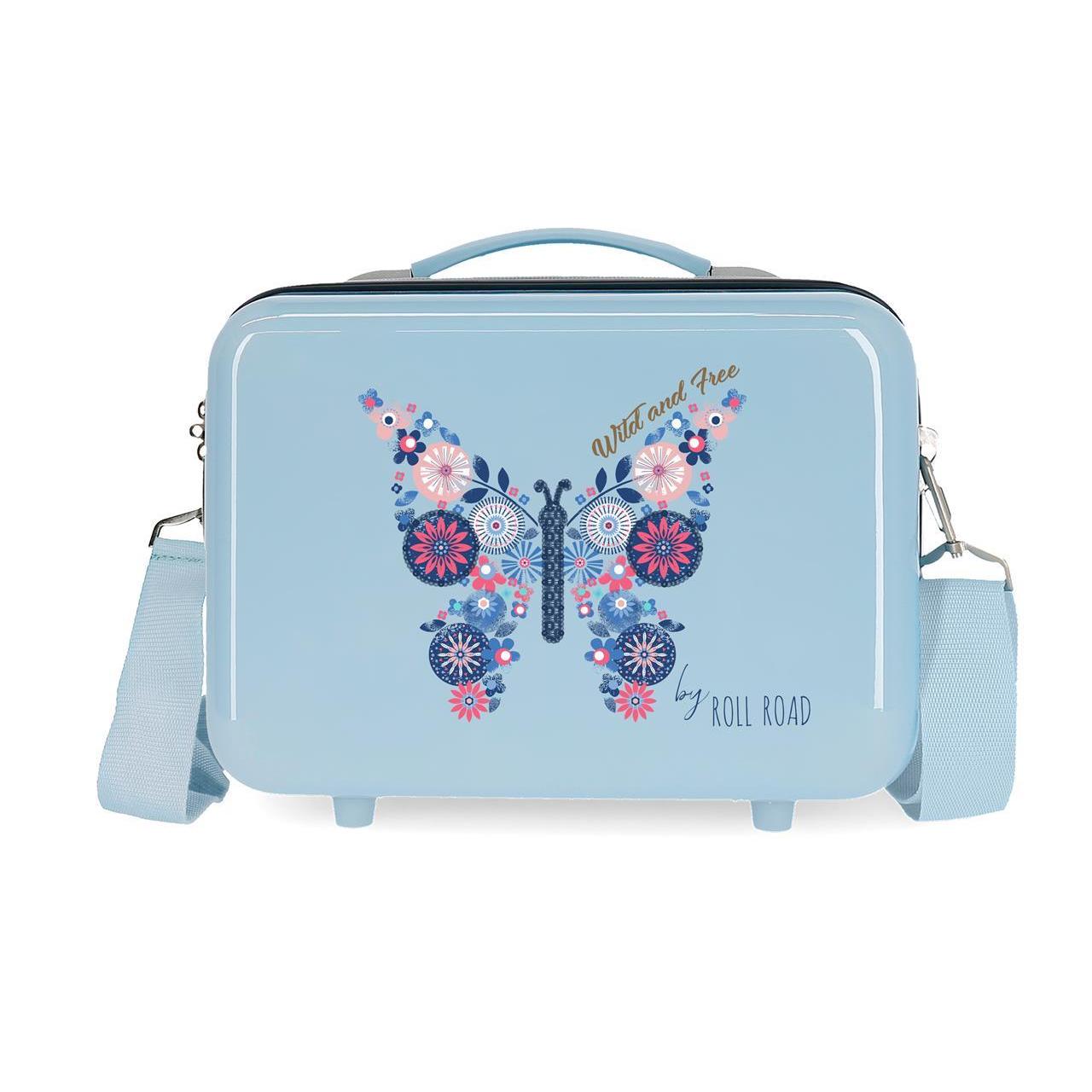 Neceser Abs Roll road Wild and free azul claro 21x29x15cm