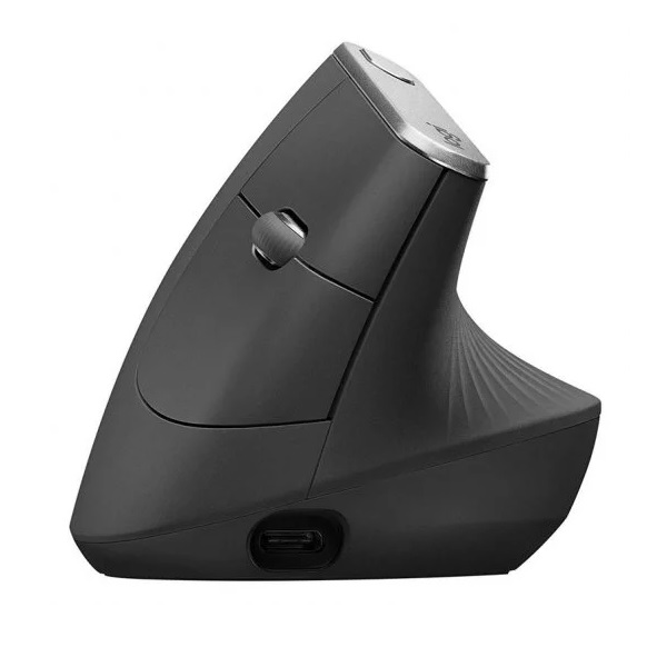 Logitech MX Vertical Advanced Ergonomic Mouse in Graphite - Wireless and Rechargeable with 4000 DPI Sensor, Comfortable Design, and 57° Angle for Reduced Wrist Strain - Ideal Ergonomic Mouse for PC Use.