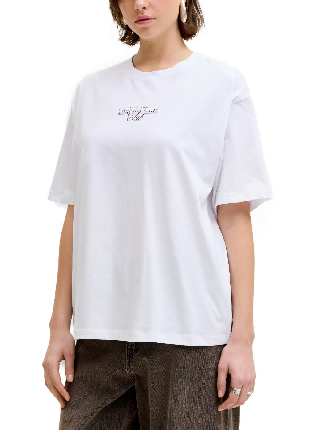 Camiseta JJXX Latte Matcha blanca manga corta para mujer
