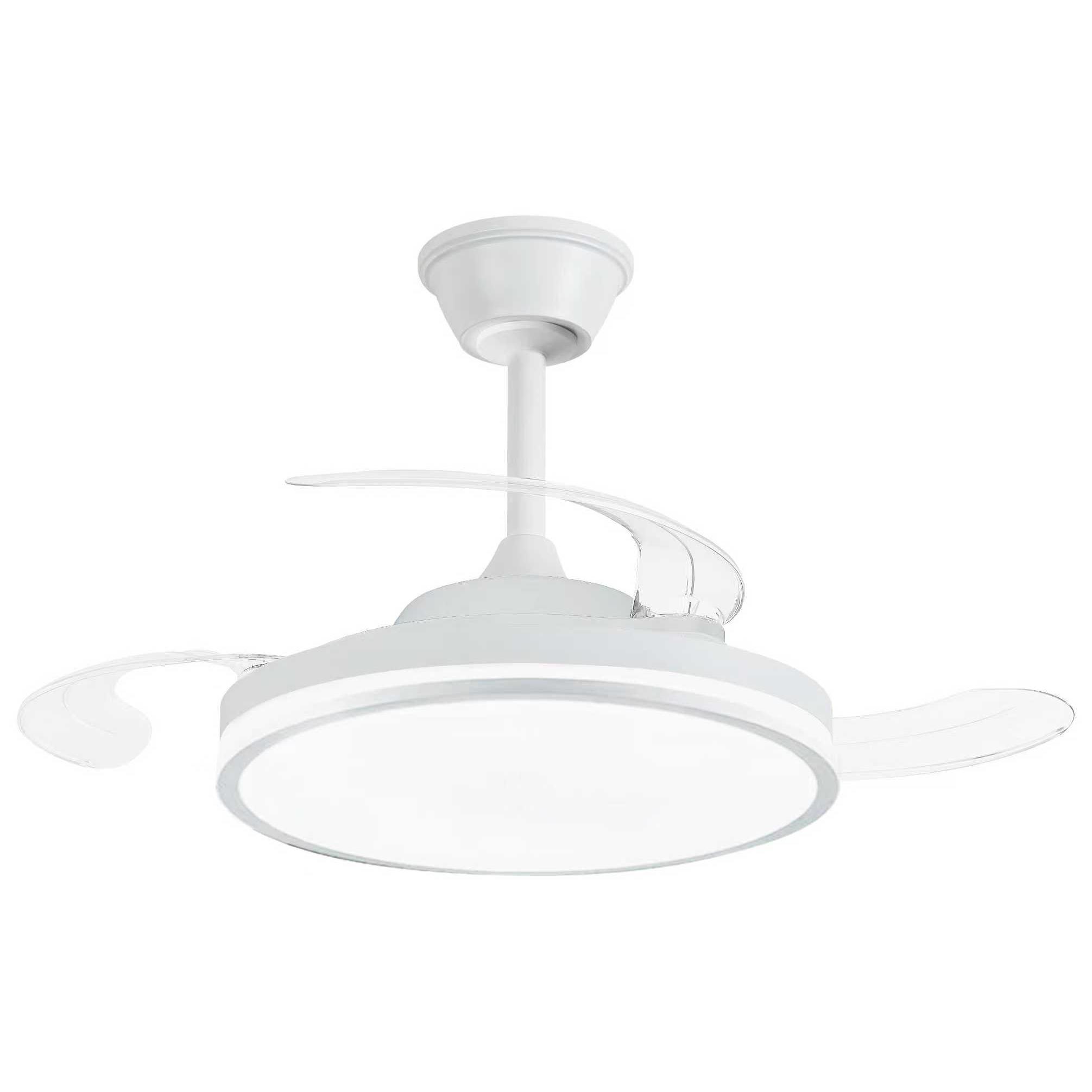 NARVI Ventilador de techo color blanco, 3 Palas retráctiles, Motor DC, Luz LED 60W Regulable en intensidad y Color de luz.  Con Memoria, Mando y APP Móvil. REF MORAIRA 7285 WH