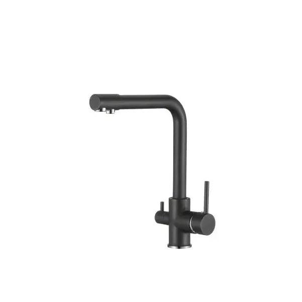 VALAZ Nilo Grifo para cocina con osmosis de 3 vías y estructura redonda color negro mate