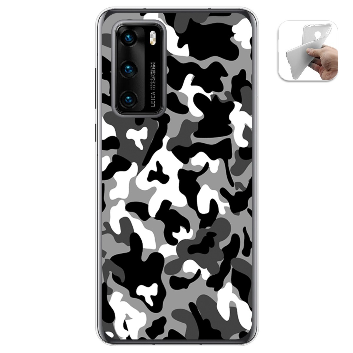 Tumundosmartphone Funda Gel Tpu para Huawei P40 diseño Snow Camuflaje Dibujos