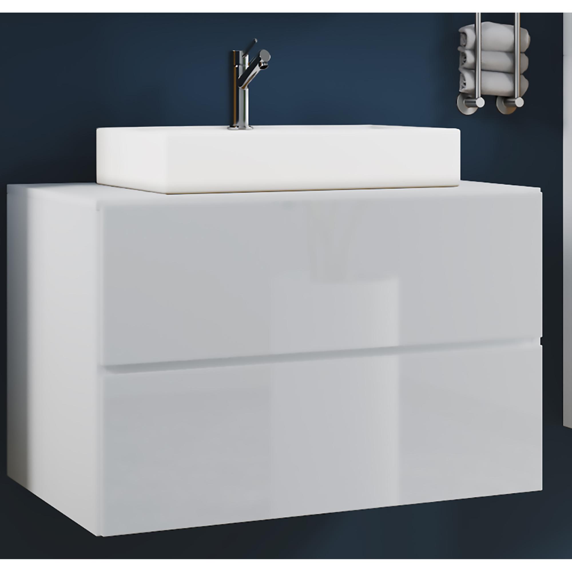 2-tlg. Waschplatz Waschtisch | Waschbecken Unterschrank Breite 80 cm | Badmöbel Set mit Schubladen | Lendas
