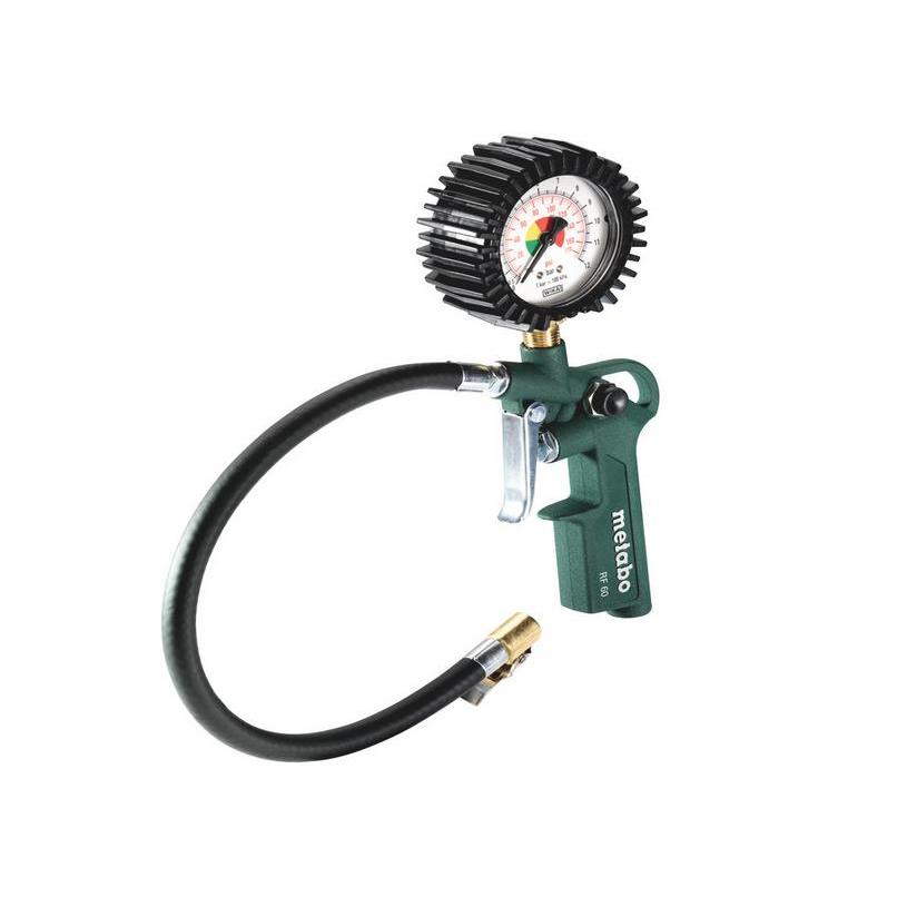 Metabo 602233000 - Inflador/Medidor de Presión de Neumáticos RF 60 Longitud de Manguera 35 cm, Verde