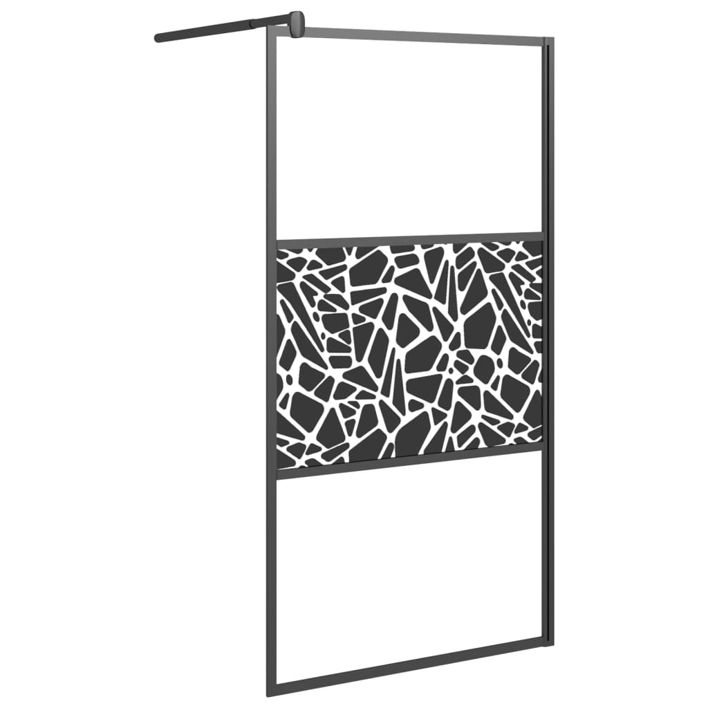 vidaXL Mampara de Ducha Accesible Vidrio ESG Diseño Piedras 100x195 cm Baño Color Plateado,  Negro, y mas