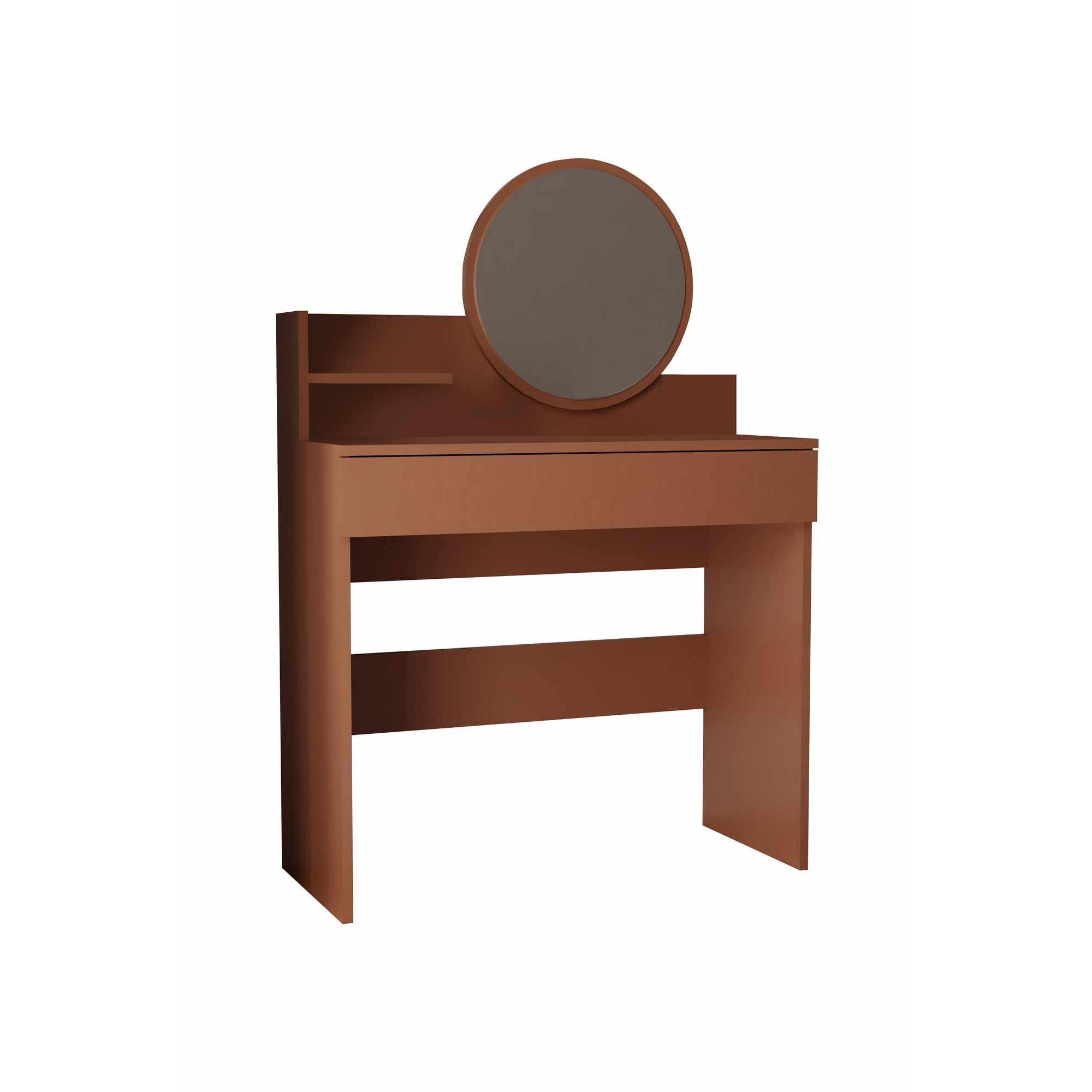 Habitat y Jardin - Tocador "Harmony Mini Round" con espejo de madera - 90 x 40 x 133 cm - Terracota