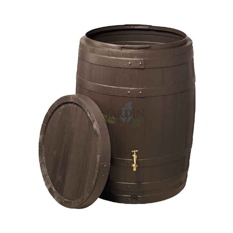GRAF Deposito de Agua 400 Litros | Barrica Polietileno imitación madera 78x105 cm | Deposito Agua de lluvia para Jardin