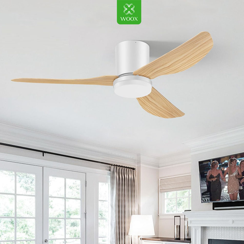 Ventilador de techo de alta calidad con motor de cobre DC, luz y control remoto. Potencia total: 45 W. Ventilador silencioso de 86 cm (34"), con función de temporizador, rotación inversa y memoria. Luz LED ajustable que cuida tu vista