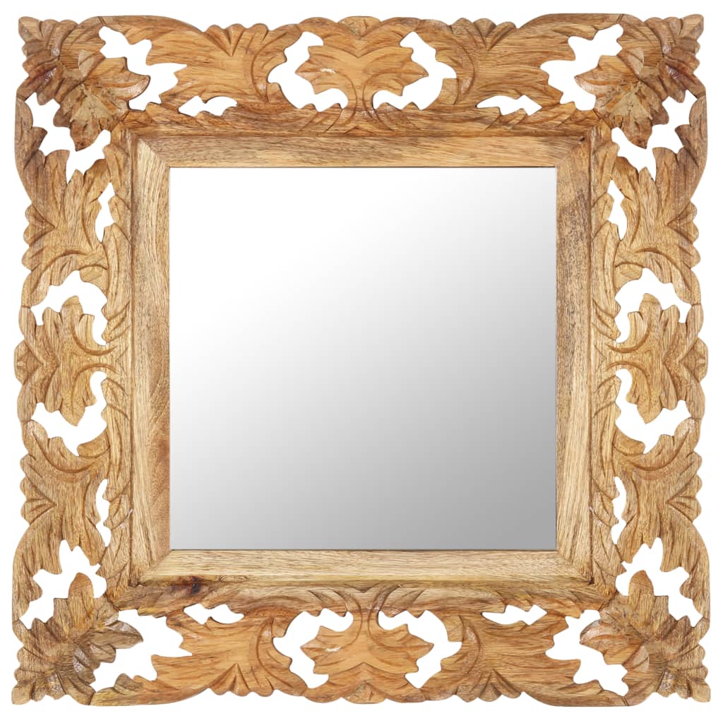 vidaXL Madera Maciza de Mango Espejo Tallado a Mano 50x50 cm Maquillaje Color Blanco,  Marrón, y mas
