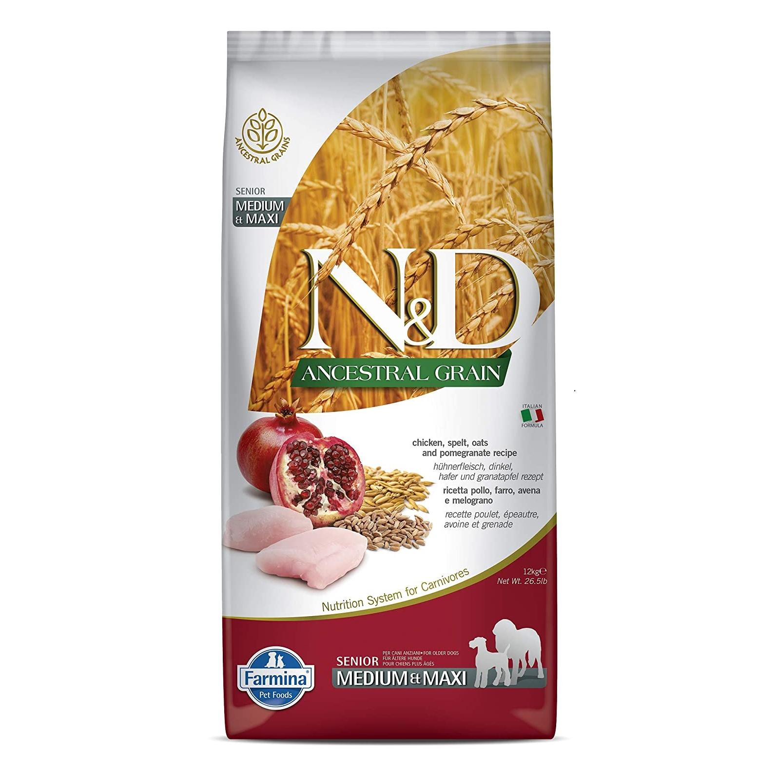Comida para perros senior N&D medium-maxi Ancestral grain 12 kg Farmina