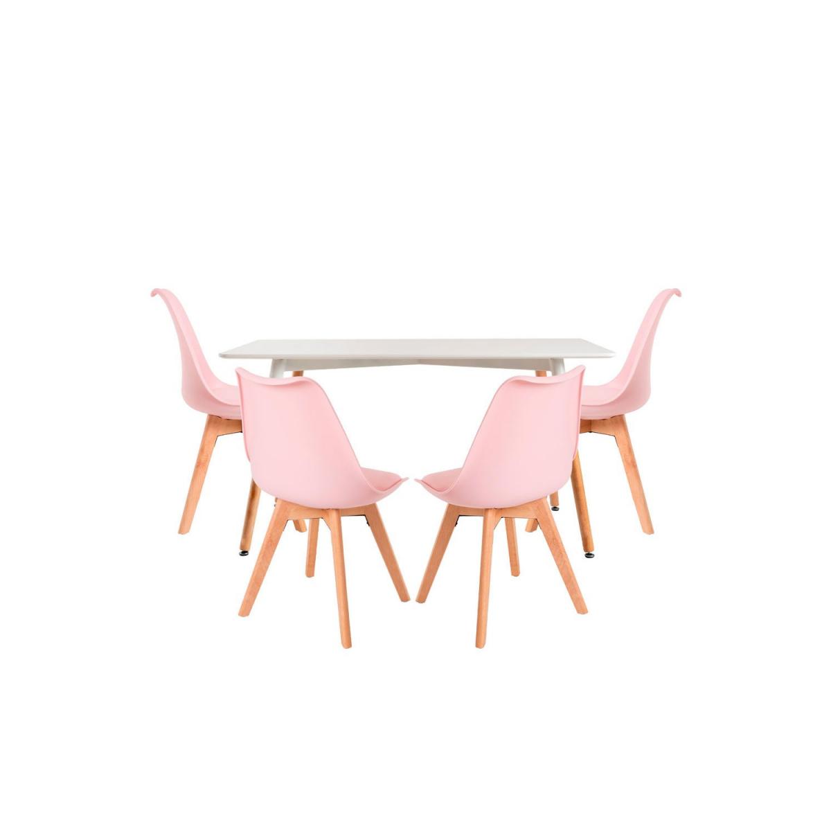 Regalos Miguel - Conjuntos de mesa y sillas - Conjunto Mesa Tower Rectangular 120 x 80 cm Blanca y Pack 4 Sillas Synk Basic - Rosa