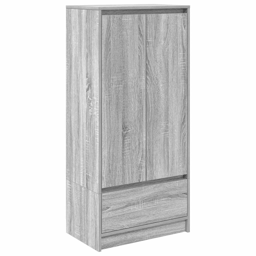 vidaXL Armario con cajón de madera vieja 55,5x34x119,5 cm en color Madera antigua/Gris hormigón/Roble negro y más | almacenamiento funcional diseño moderno para baño dormitorio sala
