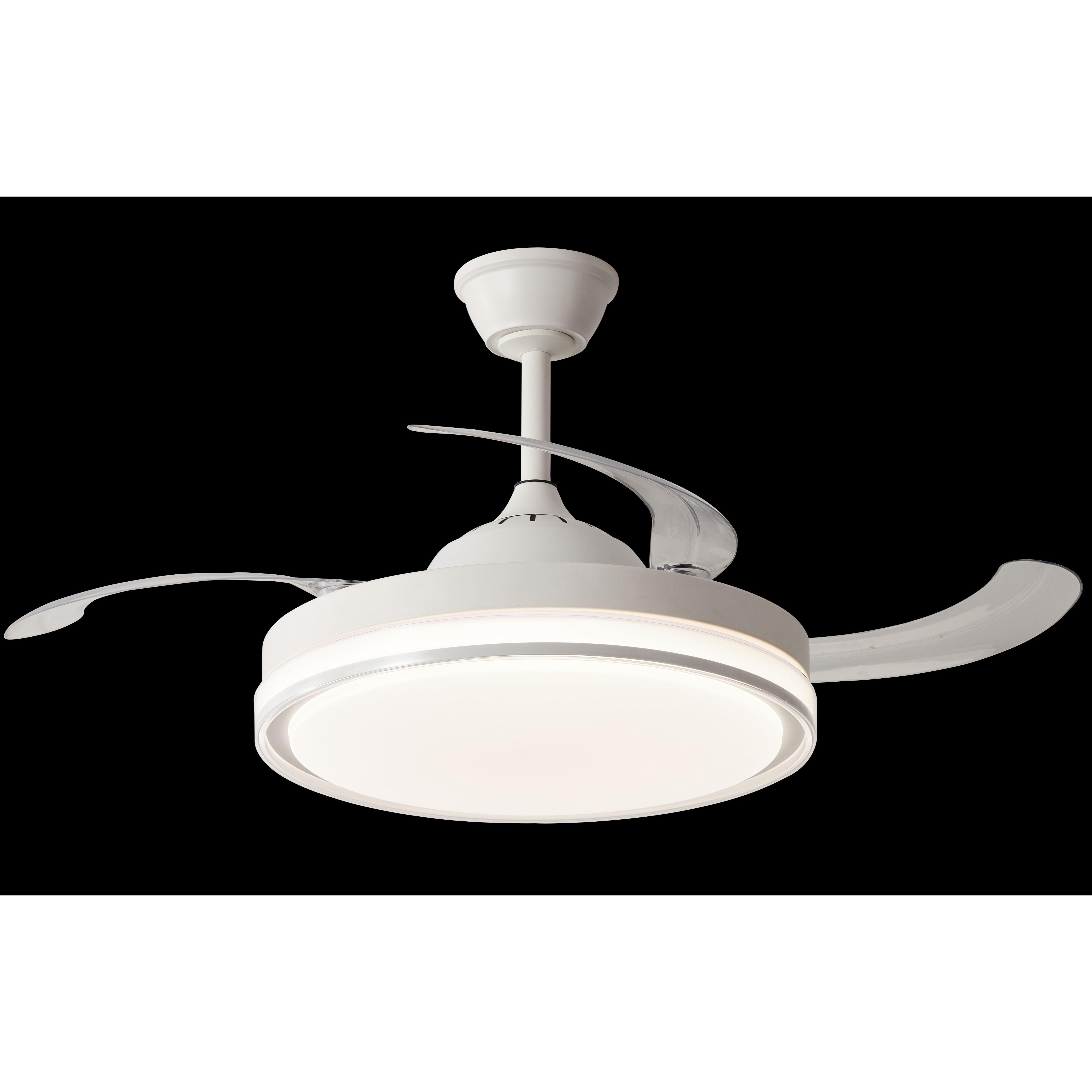 NARVI Ventilador de techo Blanco, 3 Palas retráctiles, Motor DC, Luz LED Regulable en intensidad y Color de luz. Con Memoria, Mando y APP Móvil. REF LOVANIA 1576 WH