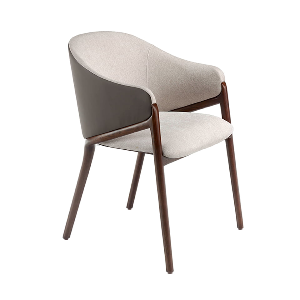 ANGEL CERDÁ 4090C Silla comedor tapizada tela y polipiel , Beige  Vison  Nogal , Tela  Polipiel , 56 x 60 x 78 cm.