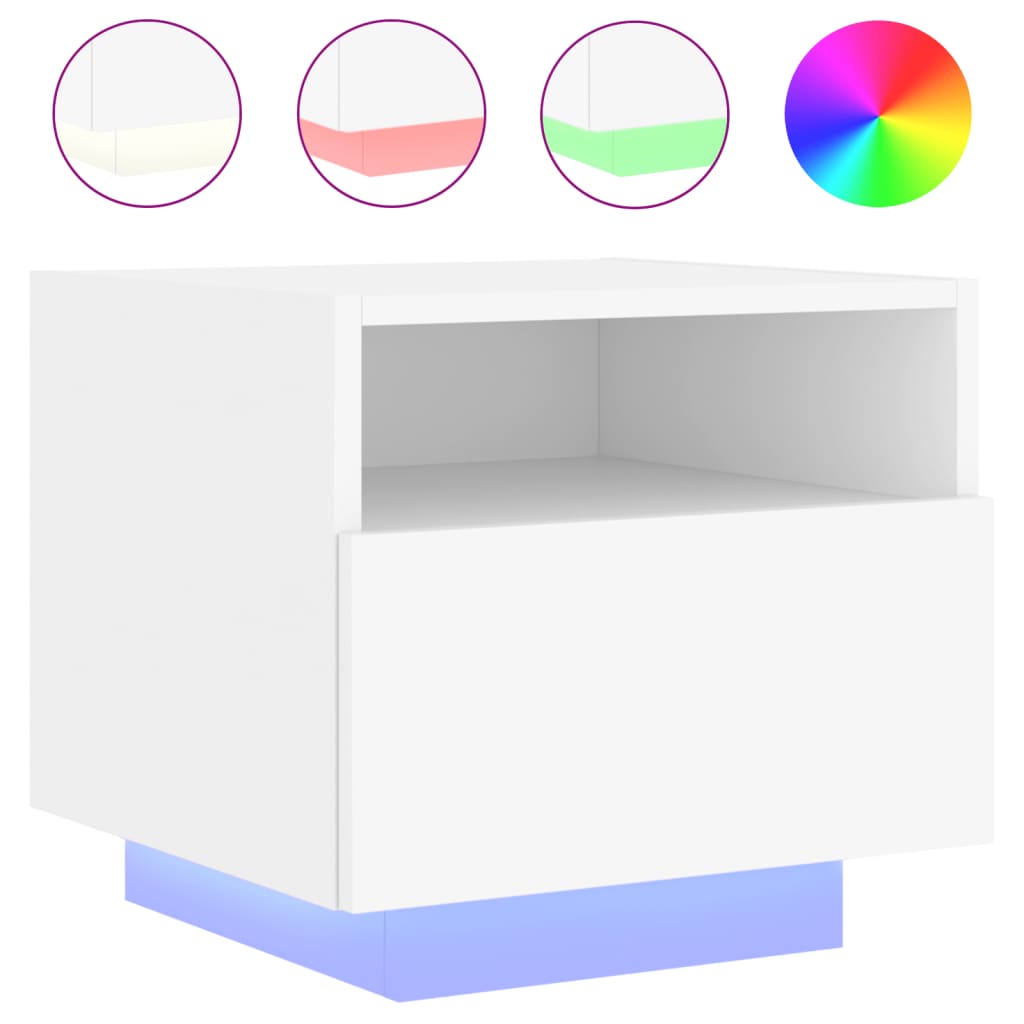 Vidaxl Mesita de Noche LED 40x39x37 Cm Blanco Moderno