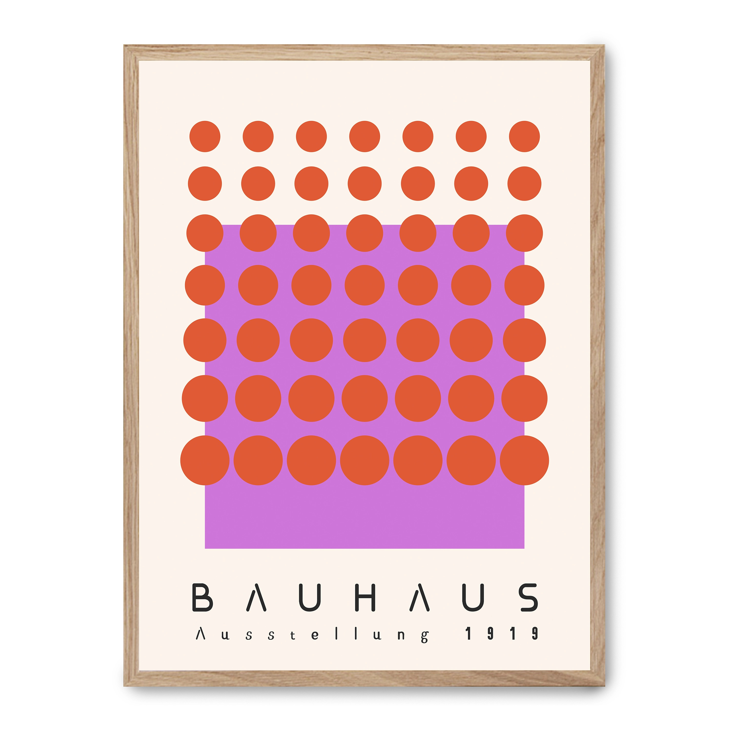 Cuadro pink bauhaus iii 30x40cm, Póster impreso en papel de primera calidad de 180gr, montado sobre marco de madera MDF acabado roble., Arte - Bauhaus