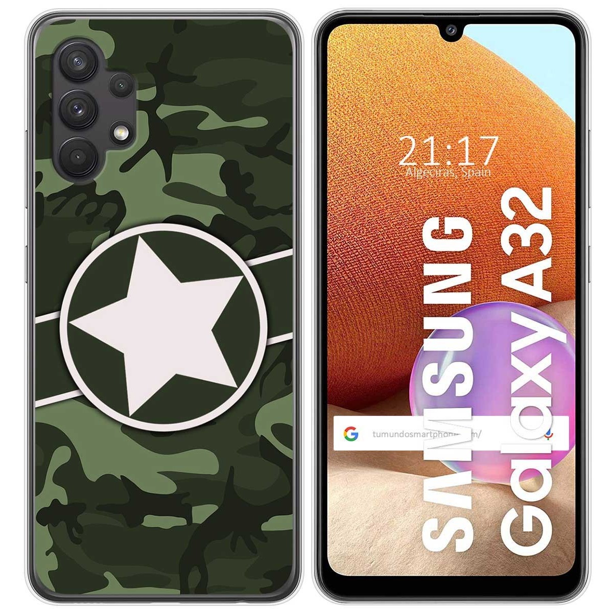 Tumundosmartphone Funda Gel Tpu para Samsung Galaxy A32 4G diseño Camuflaje 01 Dibujos
