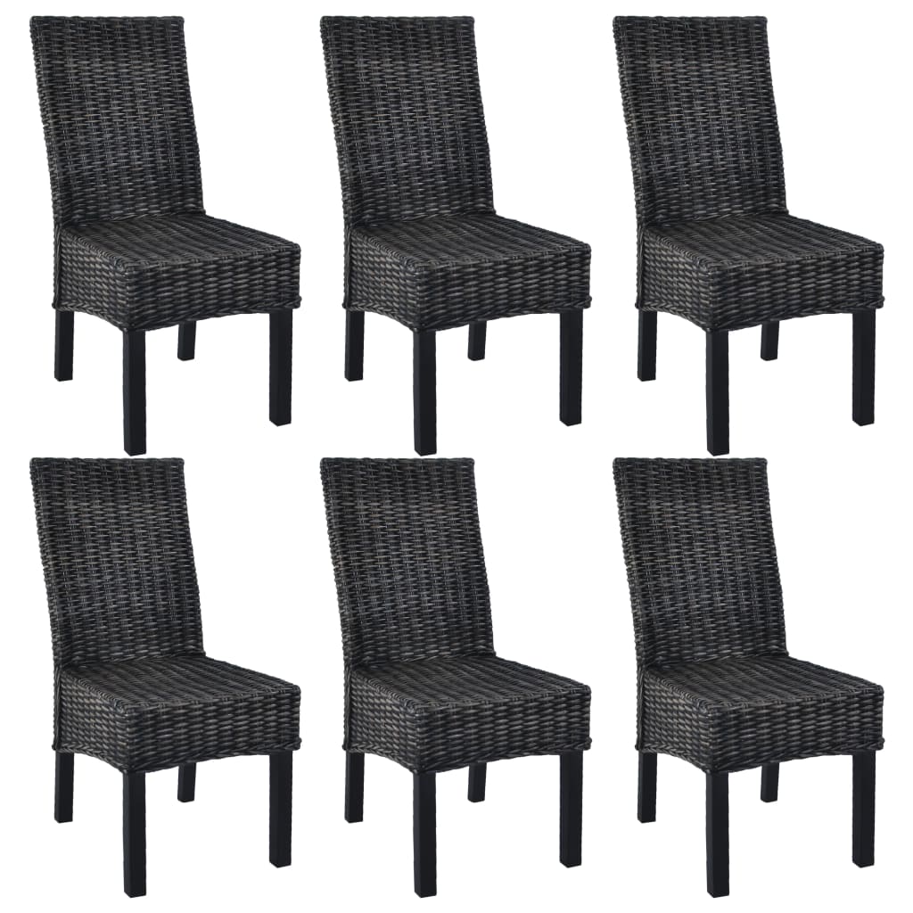 vidaXL Sillas de comedor 6 unidades ratán Kubu y madera mango negro