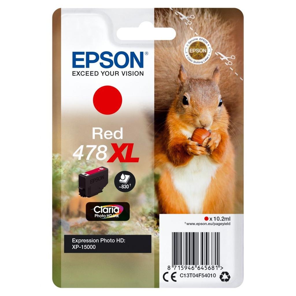 Epson - Cartucho de tinta C13T04F54010 Claria Photo HD rojo para impresoras Epson, 10,2 ml, rendimiento hasta 830 páginas