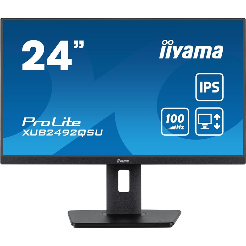 Monitor iiyama XUB2492QSU-B1 24" Panel IPS, 2560x1440100Hz QHD, 0,5ms (MPRT), FreeSync, 15cm Regulable en altura