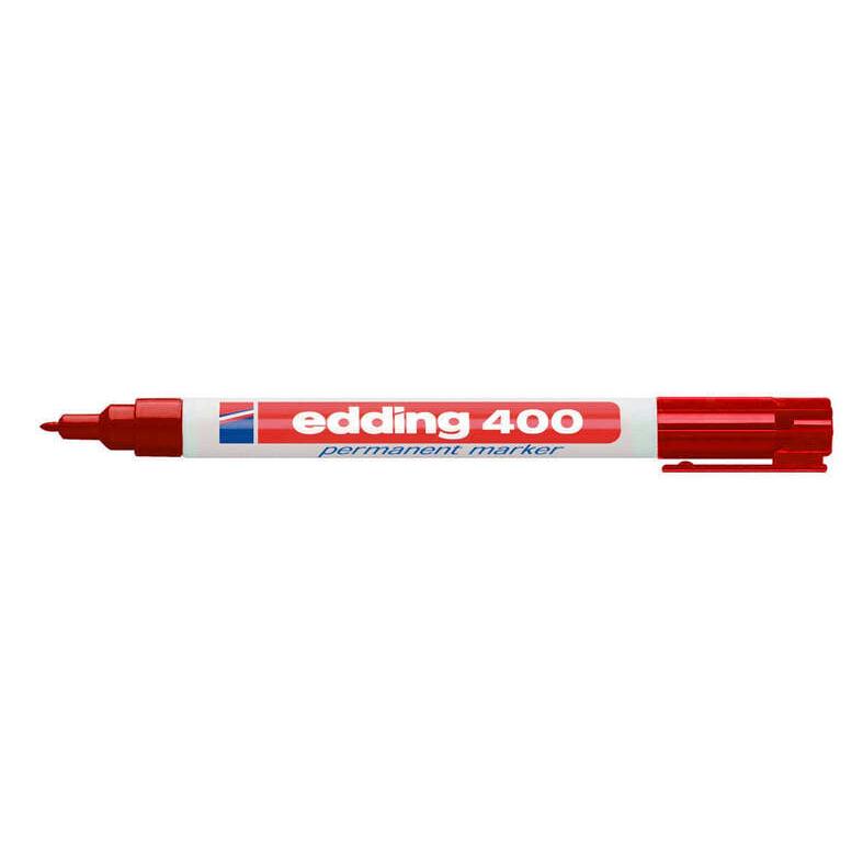 Edding 400 rotulador permanente - punta redonda - trazo 1 mm. - recargable - secado rapido - color rojo (10 uds)