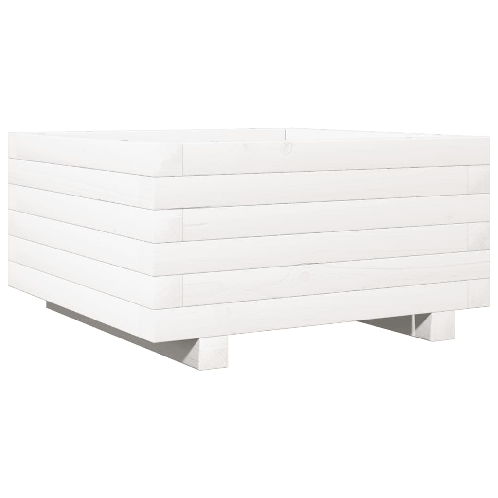 vidaXL Jardinera de madera maciza de pino 50x50x26,5 cm Color Pino natural,  Blanco,  Marrón cera y mas