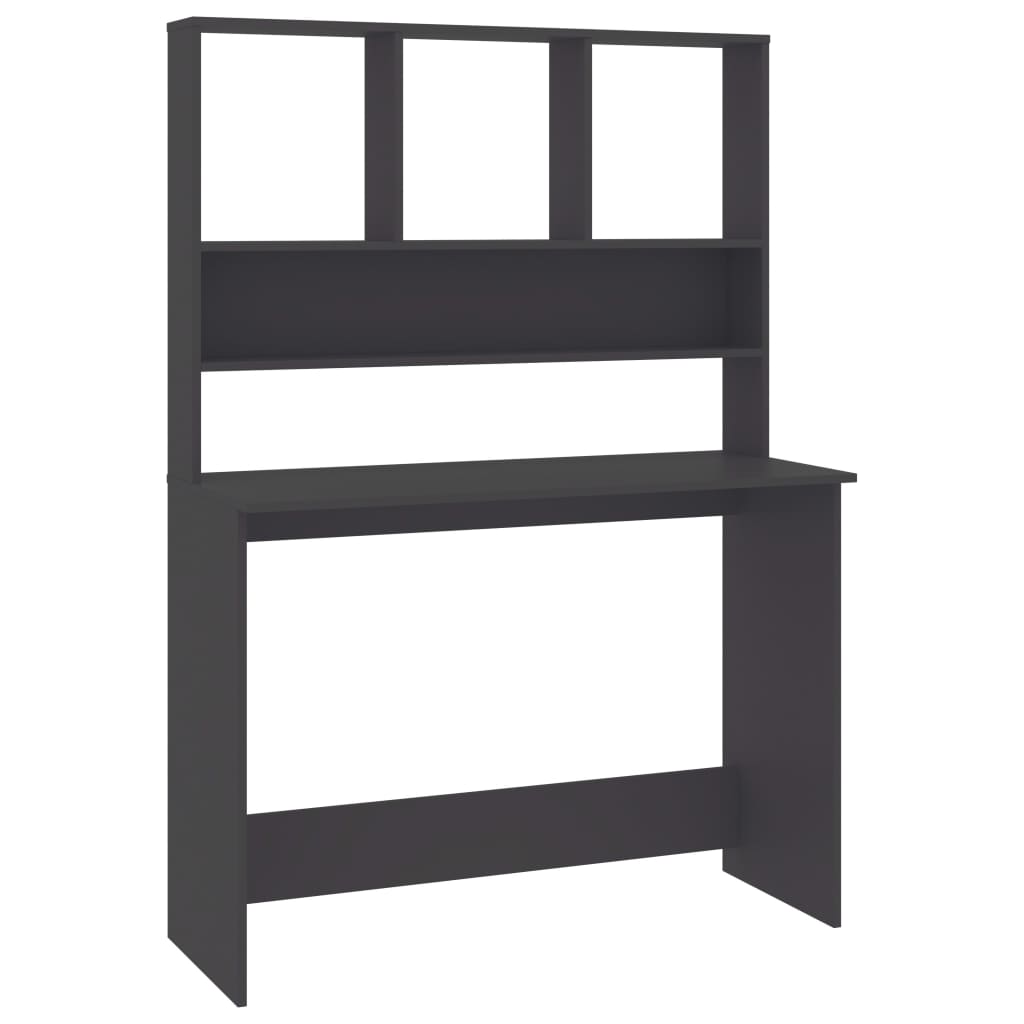 vidaXL Escritorio con estantes madera contrachapada gris 110x45x157 cm