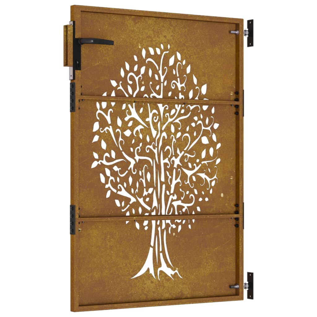 vidaXL Puerta de jardín acero corten diseño árbol 85x150 cm