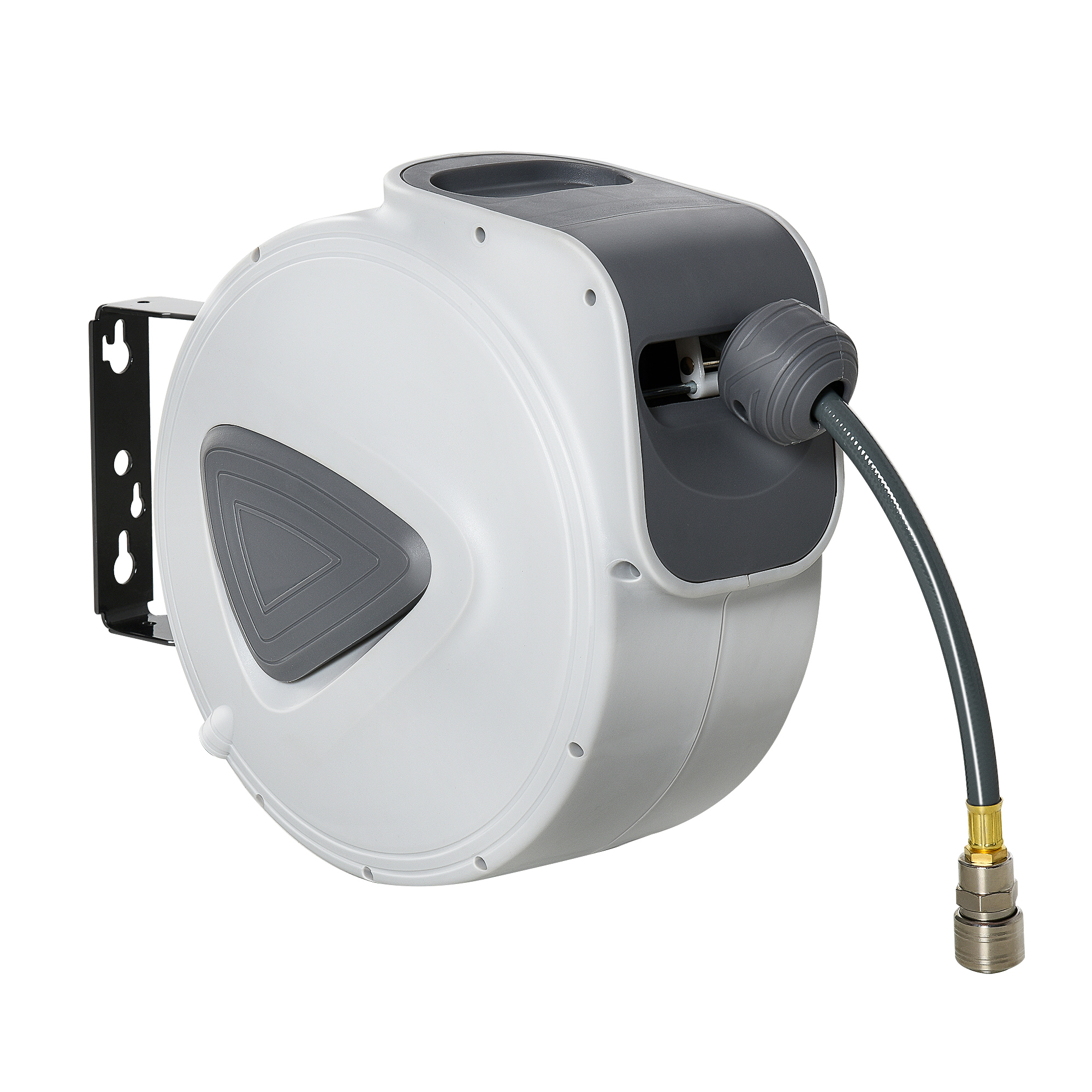 DURHAND Carrete de Manguera de Aire Comprimido Automático de 10 m Conector de 1/4'' BSP con Soporte para Pared Giratorio 180° Gris