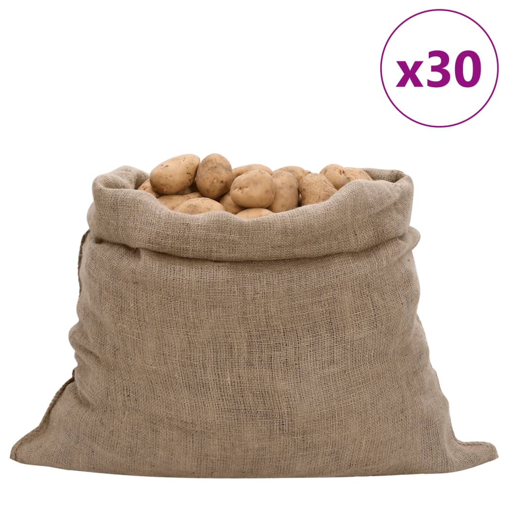 vidaXL Sacos de Yute Bolsa de Arpillera (30 unidades) 100% Yute 220 g/m² Dimensiones 60 x 105 cm, 65 x 135 cm, 100 x 110 cm