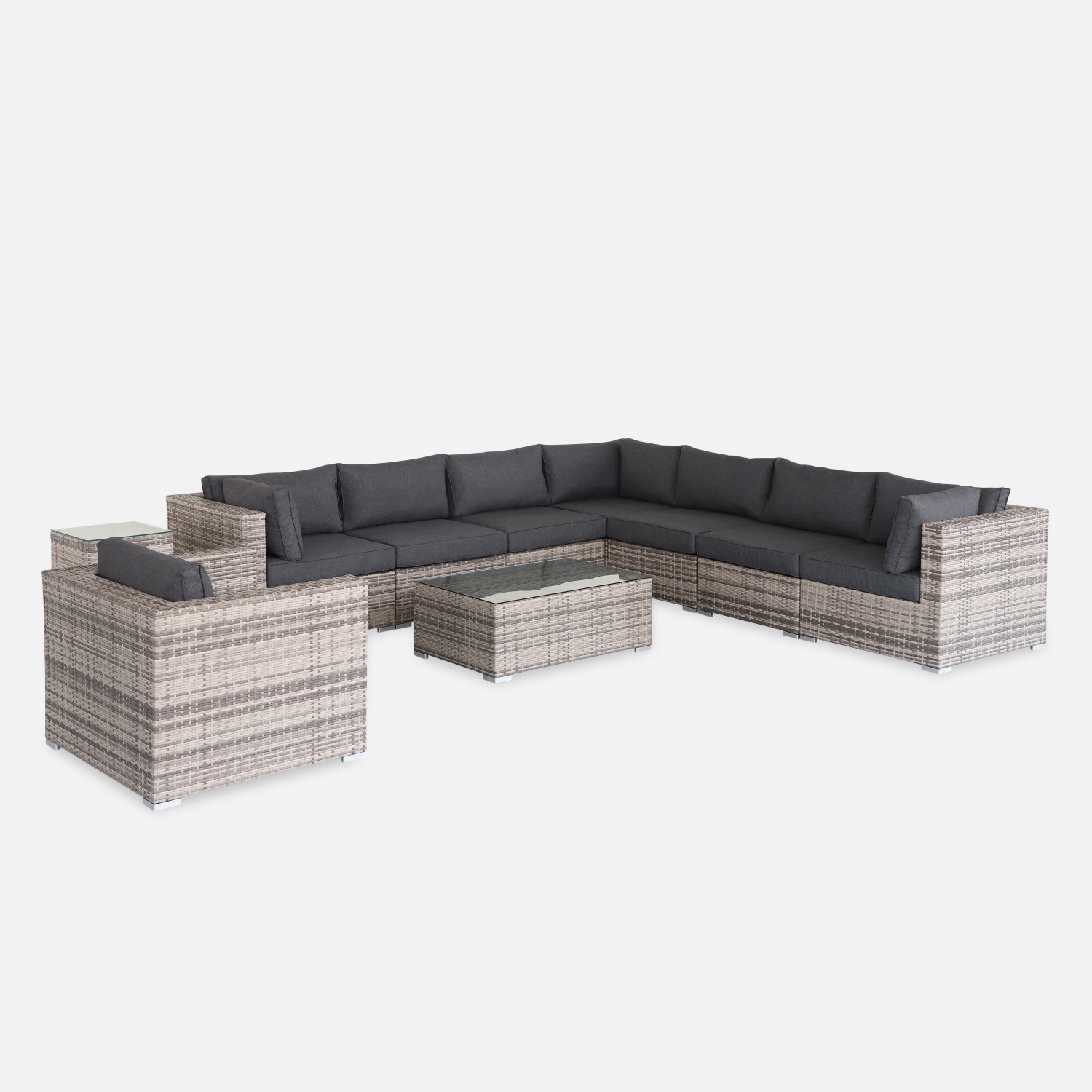 sweeek - Conjunto de jardín de resina tejida, 8 a 10 plazas , Venezia , 303x82x67