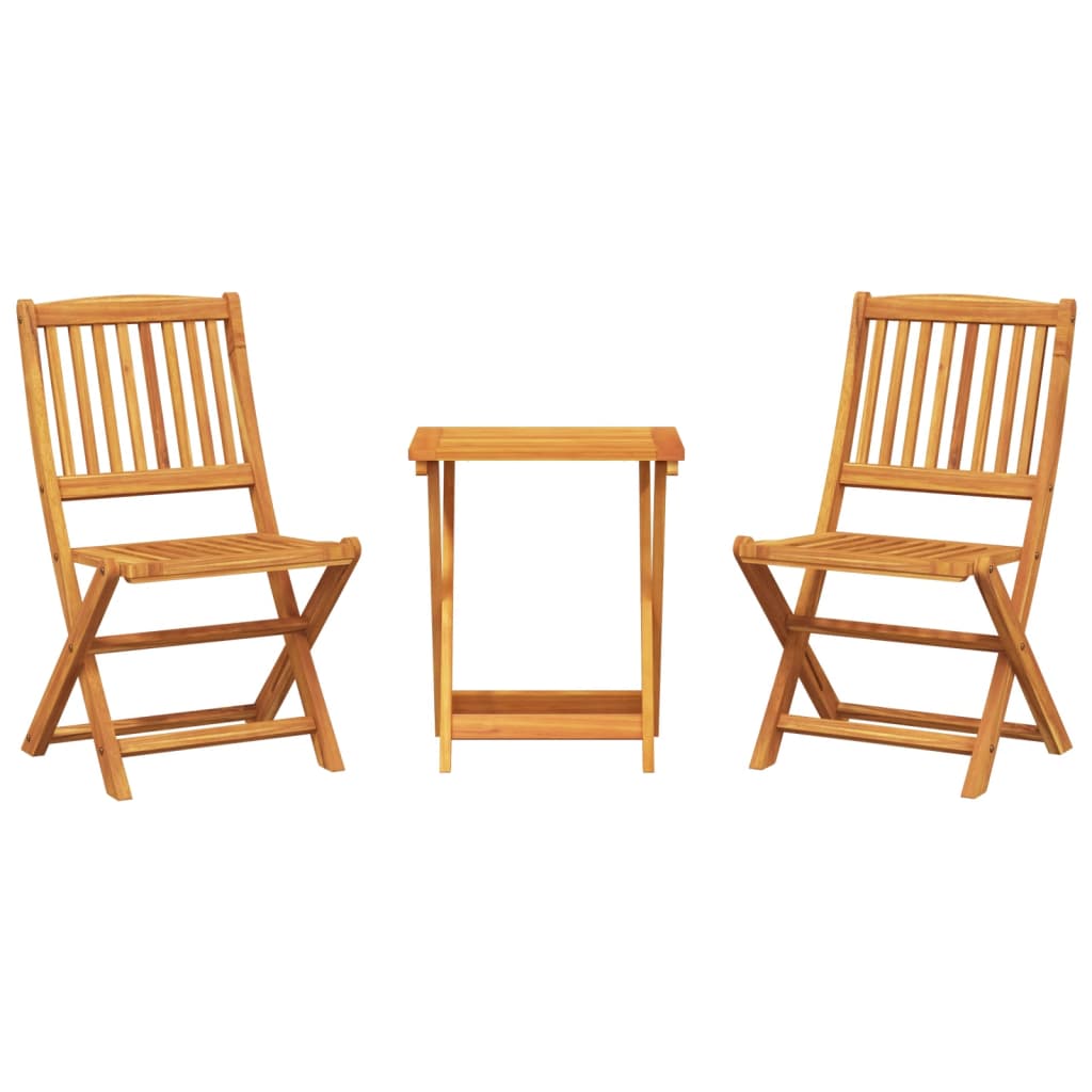 vidaXL Set de comedor de jardín plegable 3 pzas madera maciza acacia