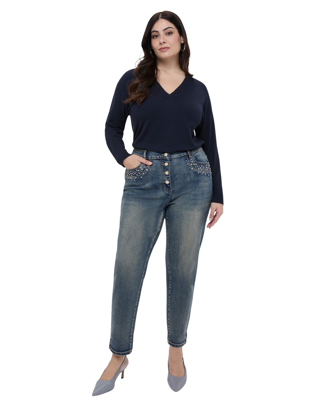Fiorella Rubino - Jeans Barrell con puntos de luz coloridos