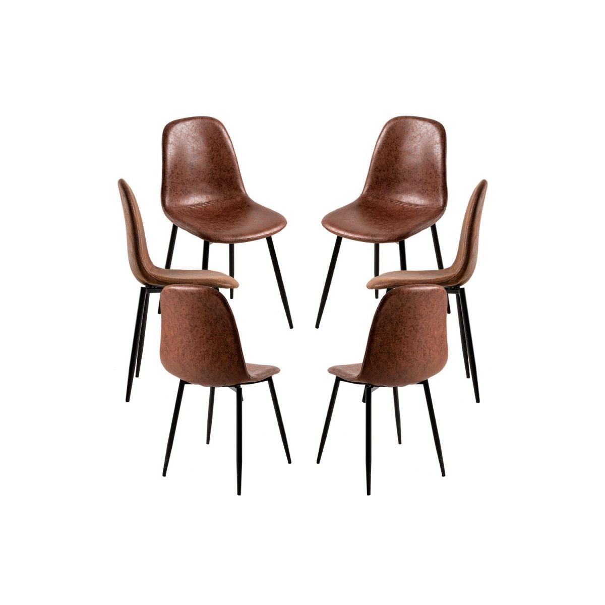 Regalos Miguel - Packs Sillas Comedor - Pack 6 Sillas Black Teok Polipiel - Café Vintage