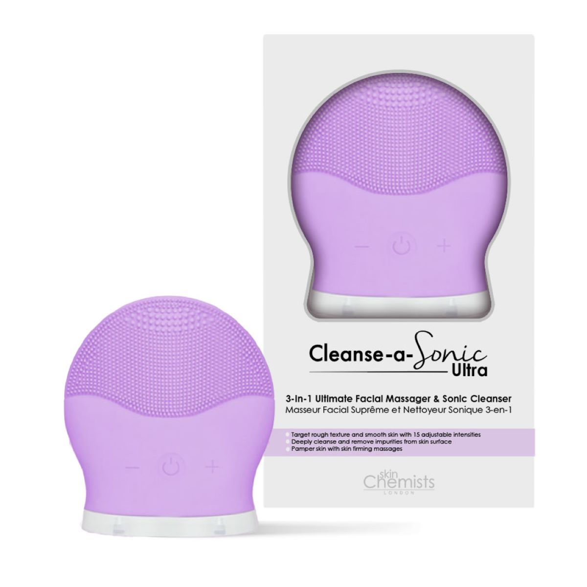 skinChemists Cepillo Limpiador Facial de Silicona - A- Sonic Ultra. Resistente al Agua