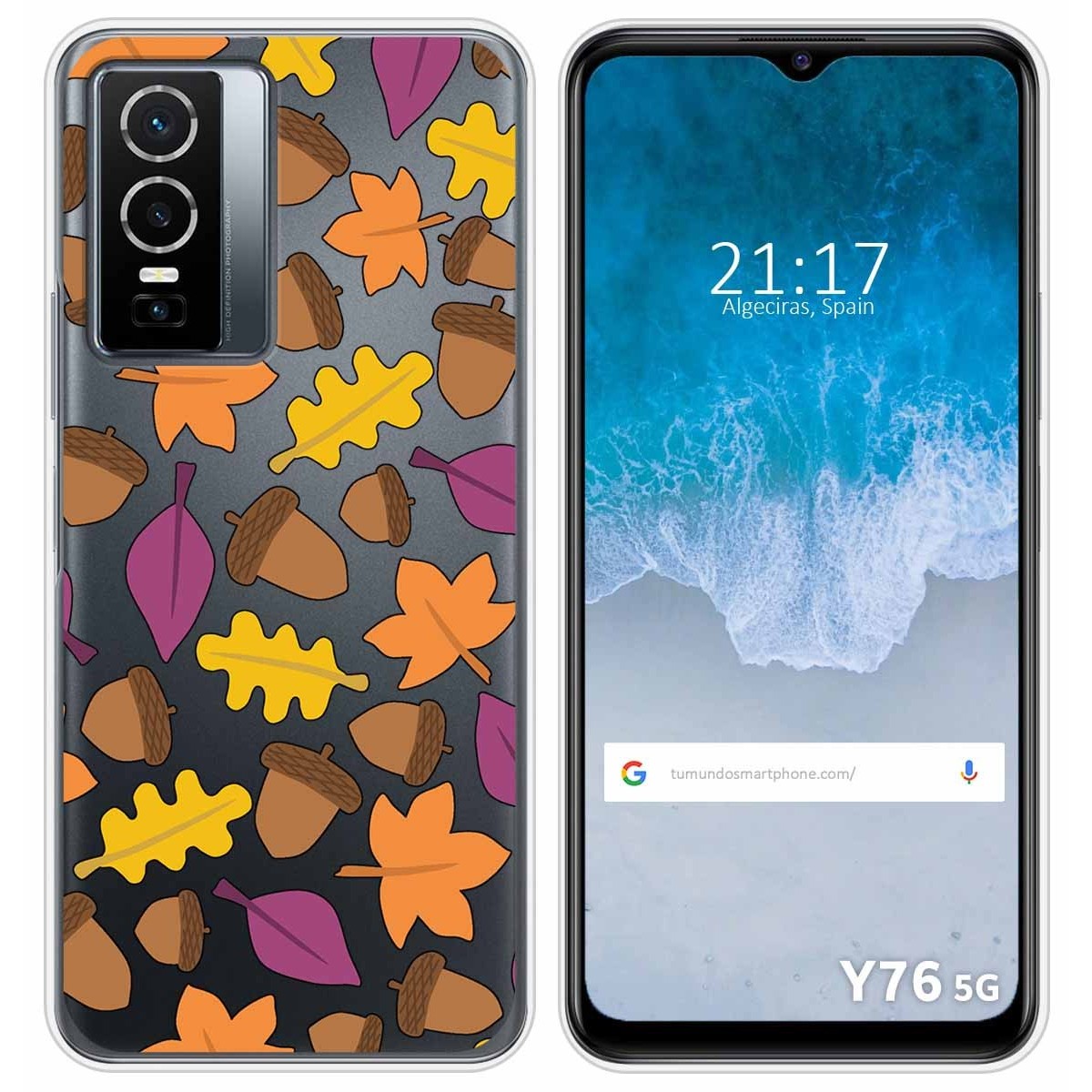 Funda Silicona Transparente para Vivo Y76 5G diseño Otoño Dibujos