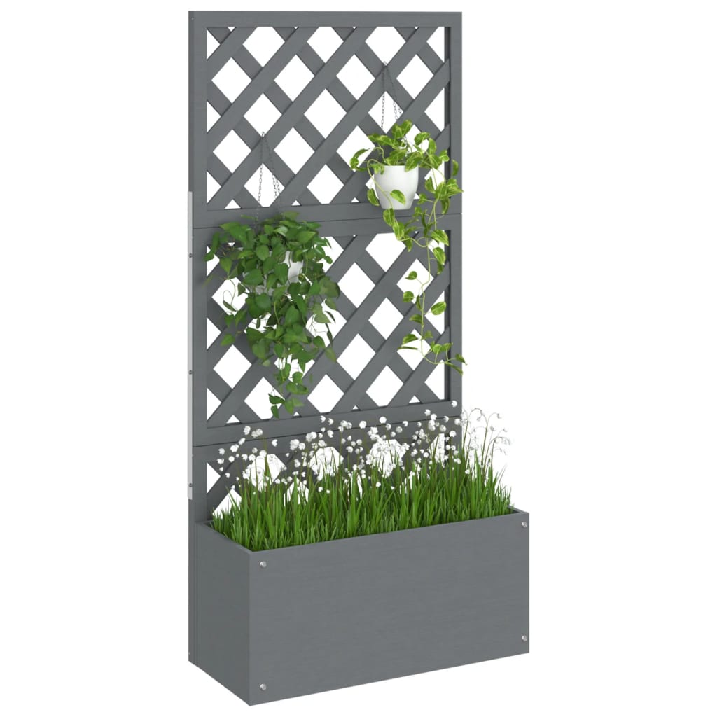 vidaXL Jardinera con enrejado gris WPC 65x33x135 cm