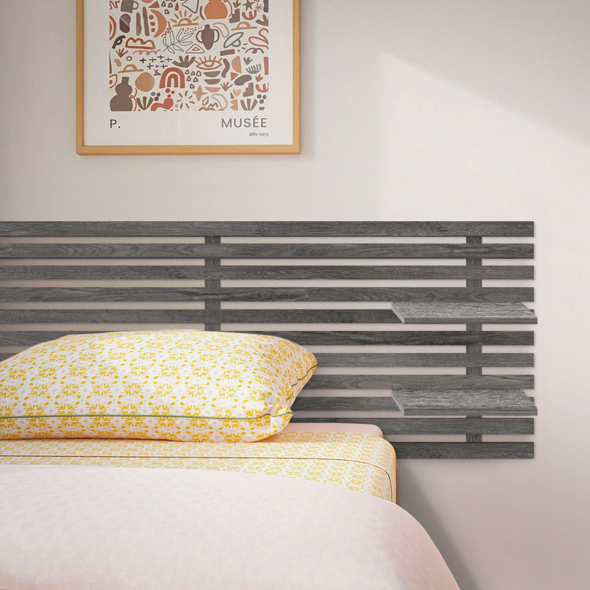 Cabecero con Estantes de Madera reciclada DM Colgante Pared Estilo Palet Japones