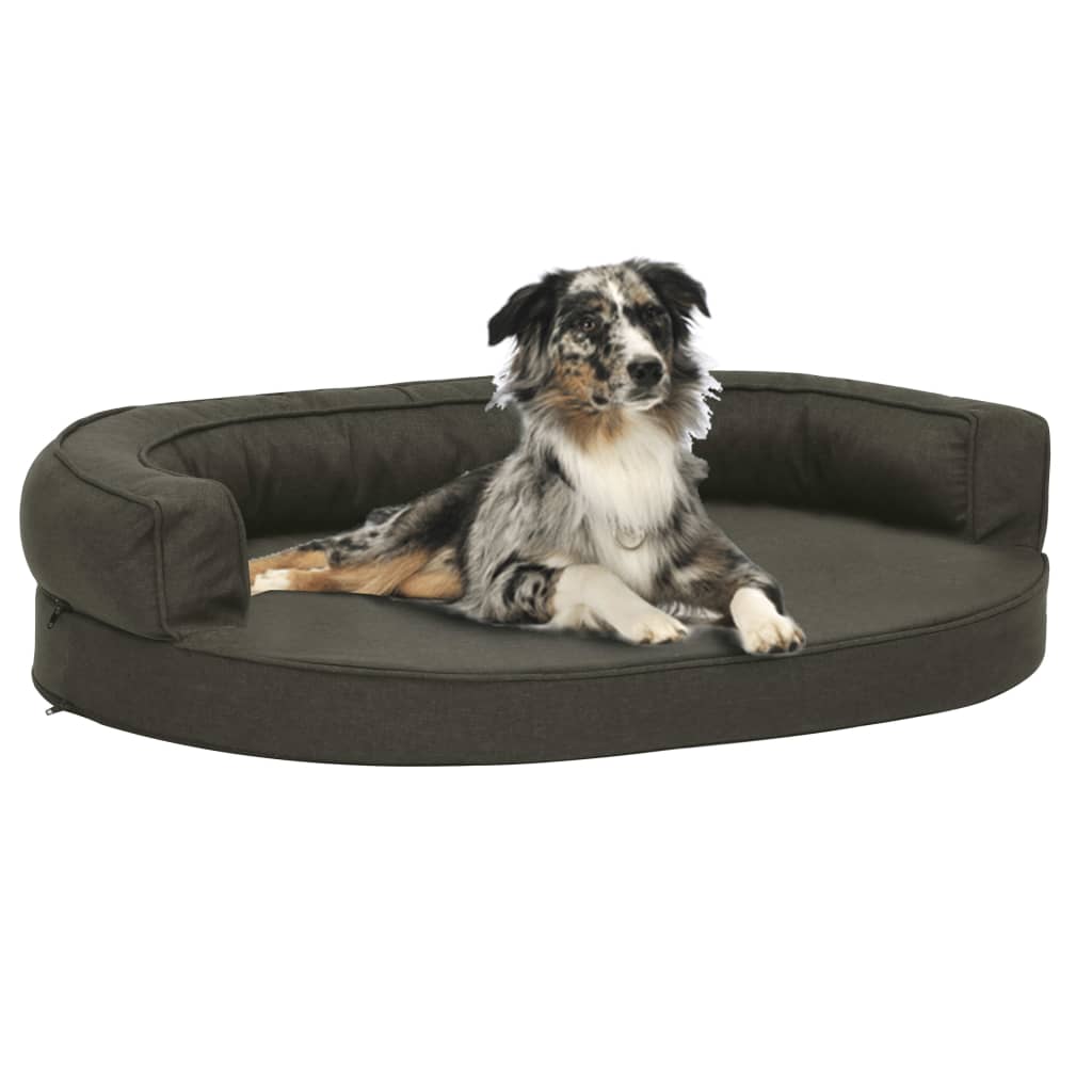vidaXL Colchón de Cama de Perro Ergonómico Aspecto Lino 75x53 cm Cesta Color Gris,  Marrón,  Negro y mas