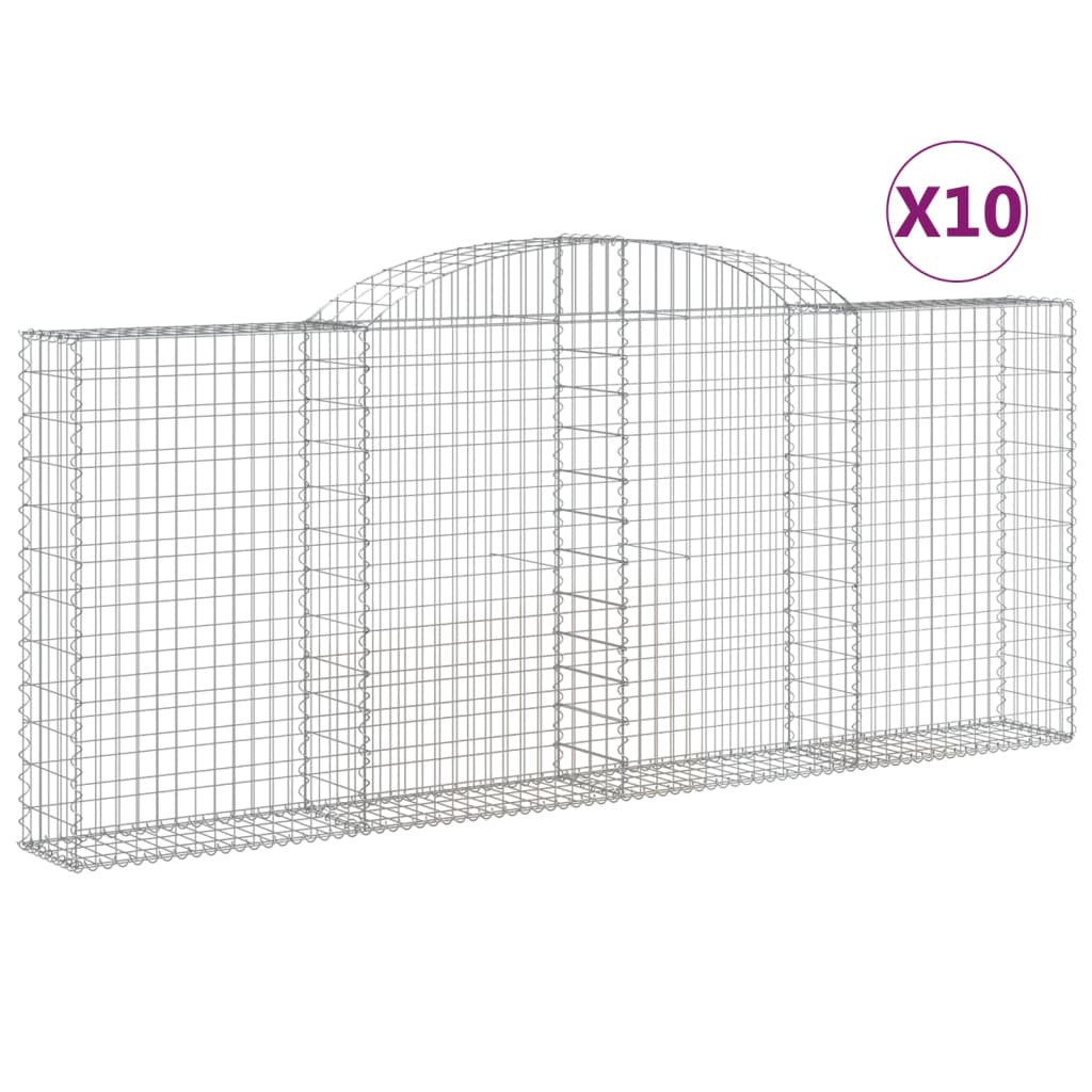 vidaXL Cestas de gaviones 10 uds forma de arco hierro Dimensiones 300 x 30 x 40/60 cm,  300 x 30 x 80/100 cm,  300 x 30 x 120/140 cm y mas