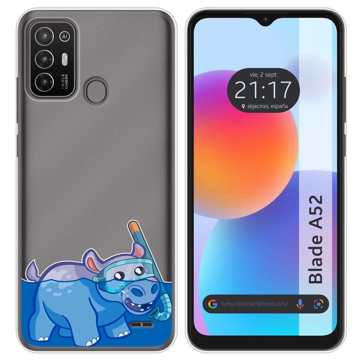 Tumundosmartphone Funda Silicona Transparente ZTE Blade A52 Diseño Hipo Dibujos