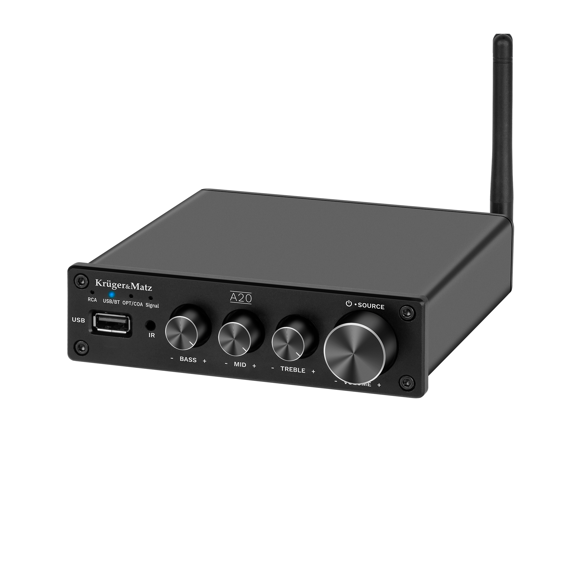 Amplificador estéreo Bluetooth 5.1 aptX HD 2x100W control remoto Kruger&Matz A20