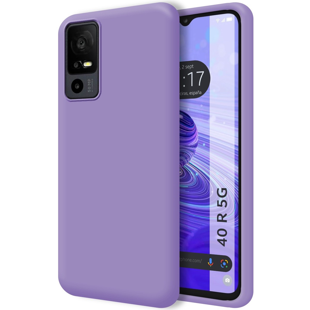 Funda Silicona Líquida Ultra Suave para TCL 40 R 5G color Morada