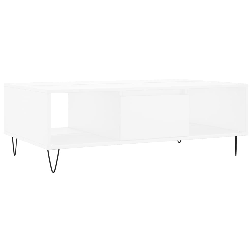 Vidaxl Mesa de Centro de Madera de Ingeniería 104x60x35 Cm Blanco - Negro - Blanco Brillante - Mesita de Salón o Comedor o Auxiliar Mesa de Café Meuble Salón